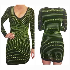 Cool Long Sleeve Black with Neon Gems Mini Dress Size XS Windsor